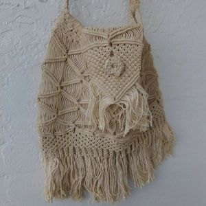 Beige Crossbody Shoulder Bag Handbag Purse Pocketb